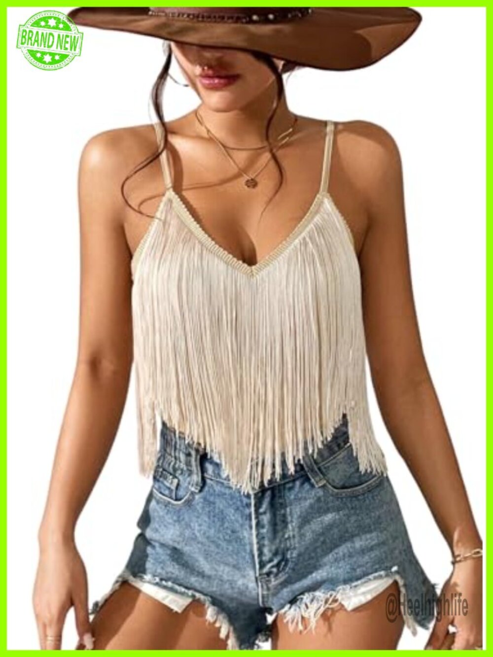 Fringe Tank Top Sleeveless V-Neck Western Cowgirl Country Concert